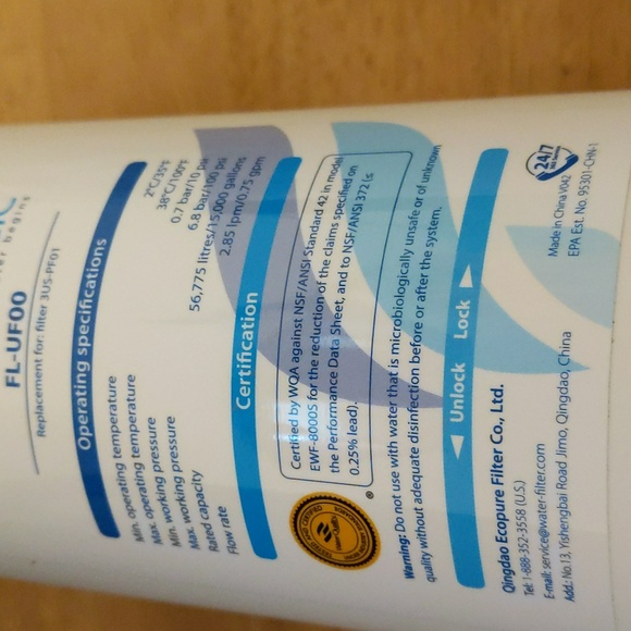 FilterLogic FL-UF00 Replacement for 3US-PF01  One Six Month Filter - Picture 3 of 6